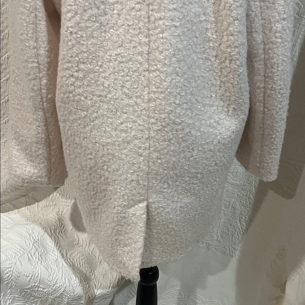 Bershka boucle coat in ecru,‎ size medium